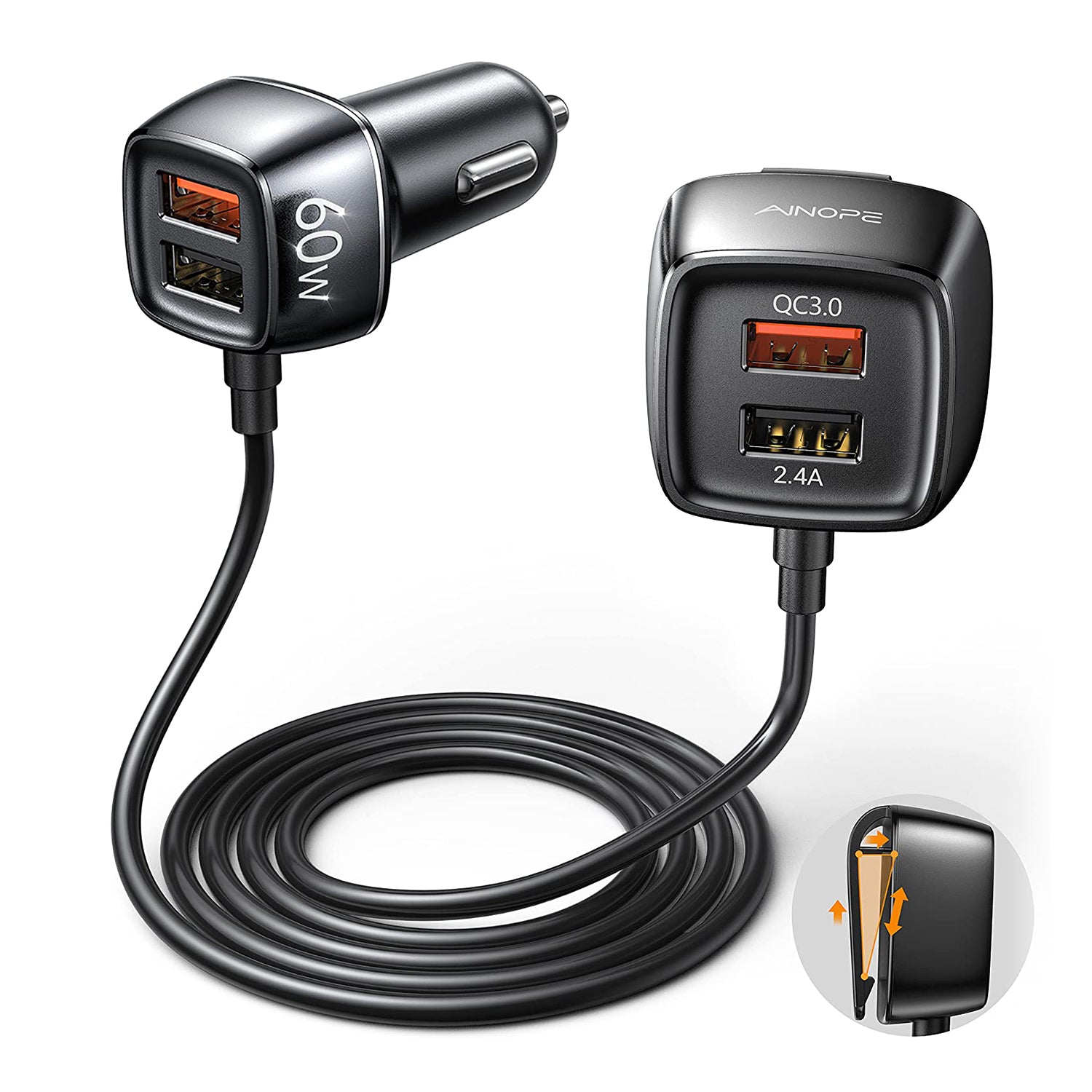 4 Multi Ports 60W Car Fast Charger – AINOPE E-Commerce Ltd