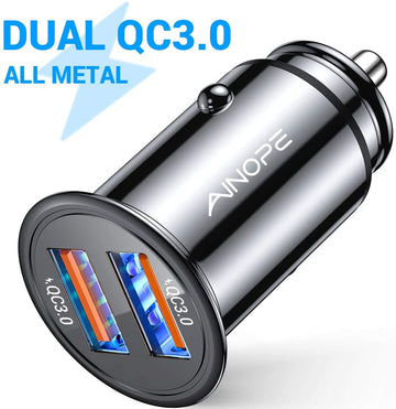  AINOPE USB C Car Charger Super Mini All Metal 54W Fast USB  Car Charger PD&QC 3.0 Dual Port Car Adapter Compatible