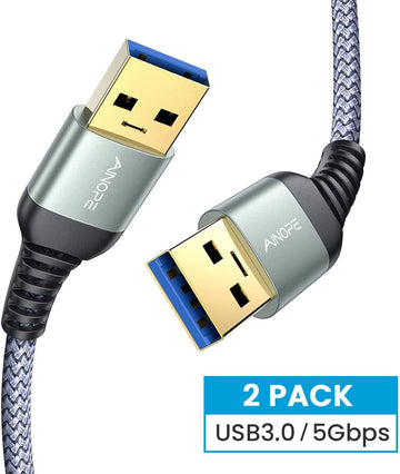 2 Pack USB A Male to Male Cable