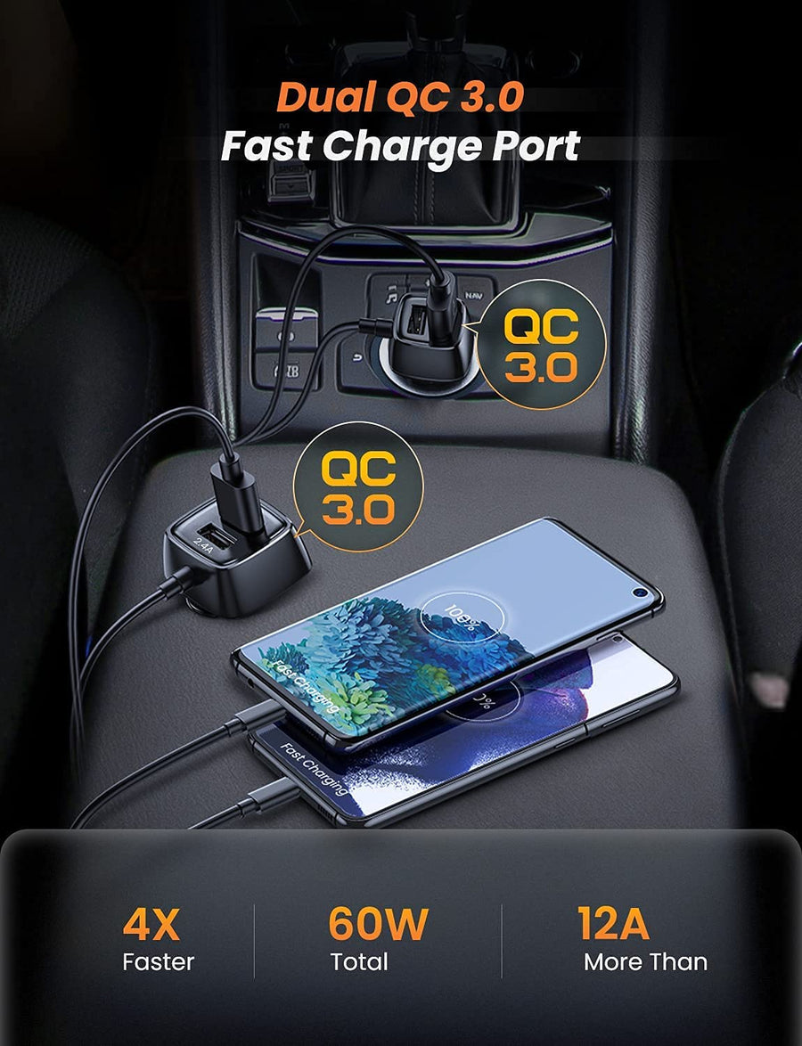 4 Multi Ports 60W Car Fast Charger