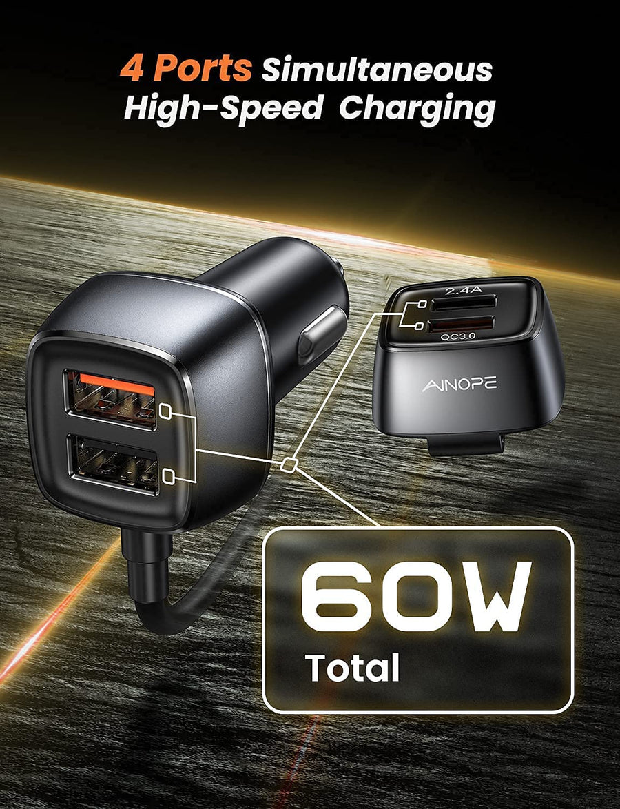 4 Multi Ports 60W Car Fast Charger