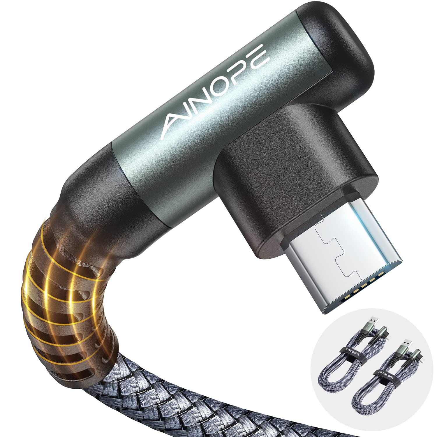 2 Pack Right Angle Micro USB Cable – AINOPE E-Commerce Ltd