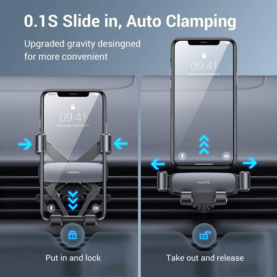 Gravity Car Phone Mount FLOVEME Cell Phone Holder for Car Hands Free Auto  Lock Air Vent Car Phone Holder Compatible iPhone 11 Pro XS MAX X XR 8 7 6  Plus Samsung…