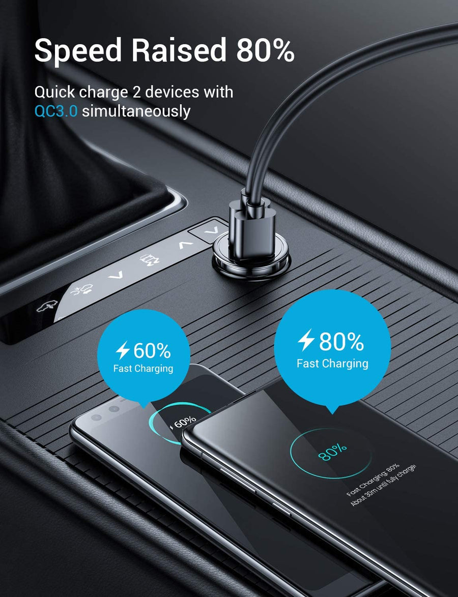Dual USB Fast Charge USB Car Charger QC 3.0